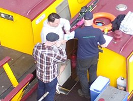 A crew being trained before departure