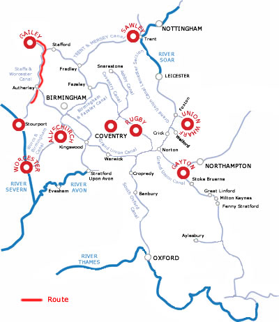 Black Country Museum and Gas Street Basin in Birmingham from Gailey